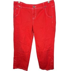 Canyon River Blues Womens Red Capri Pants Size 10 Contrast Stitching‎